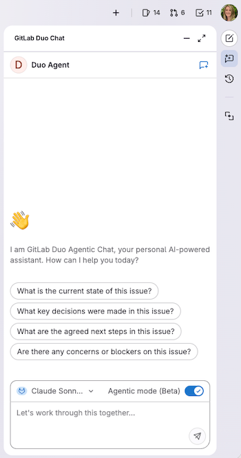 GitLab Duo sidebar.